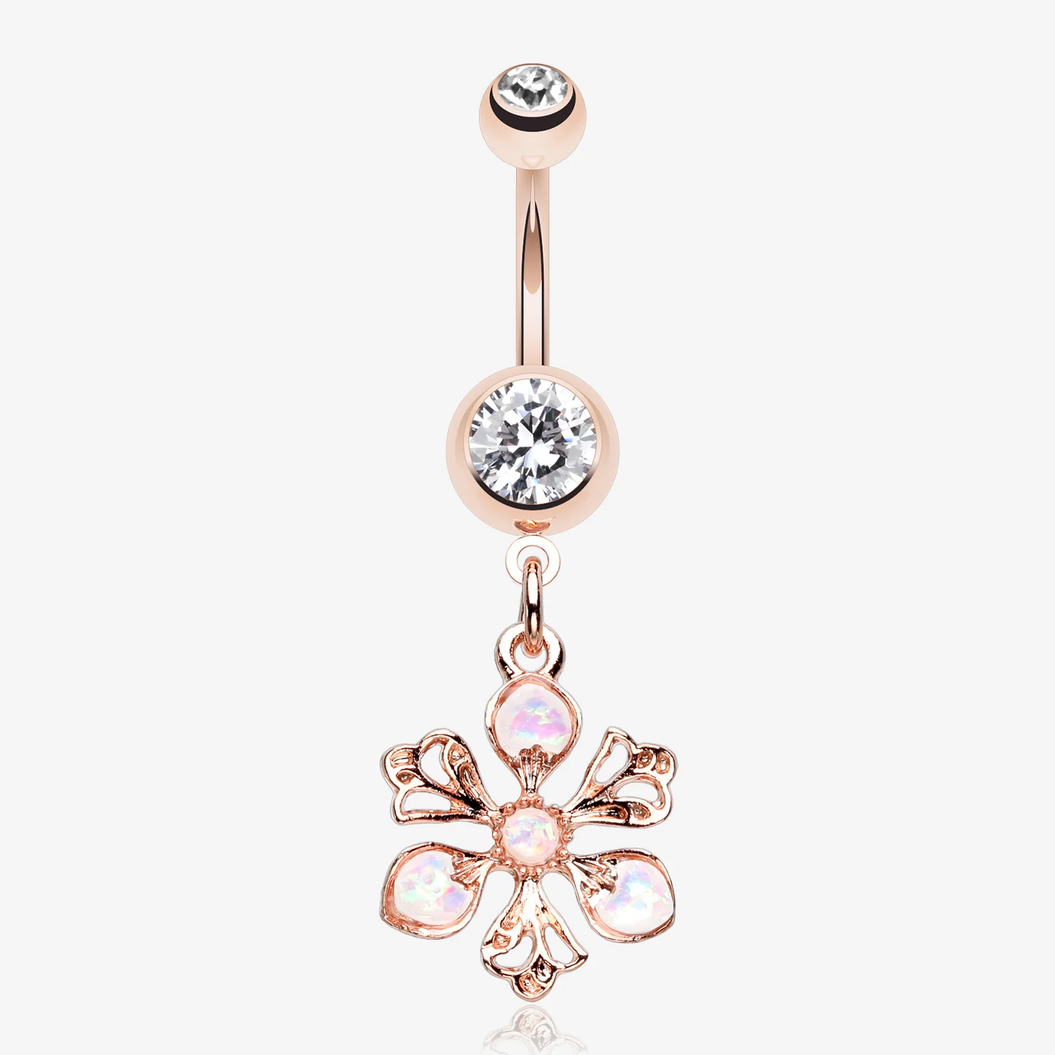 Rose Gold Opalescent Spring Wild Flower Belly Button Ring