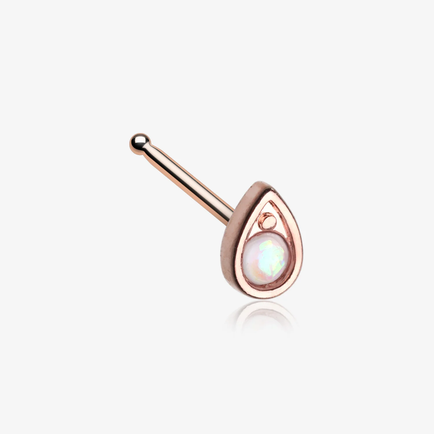 Rose Gold Opalescent Teardrop Sparkle Nose Stud Ring