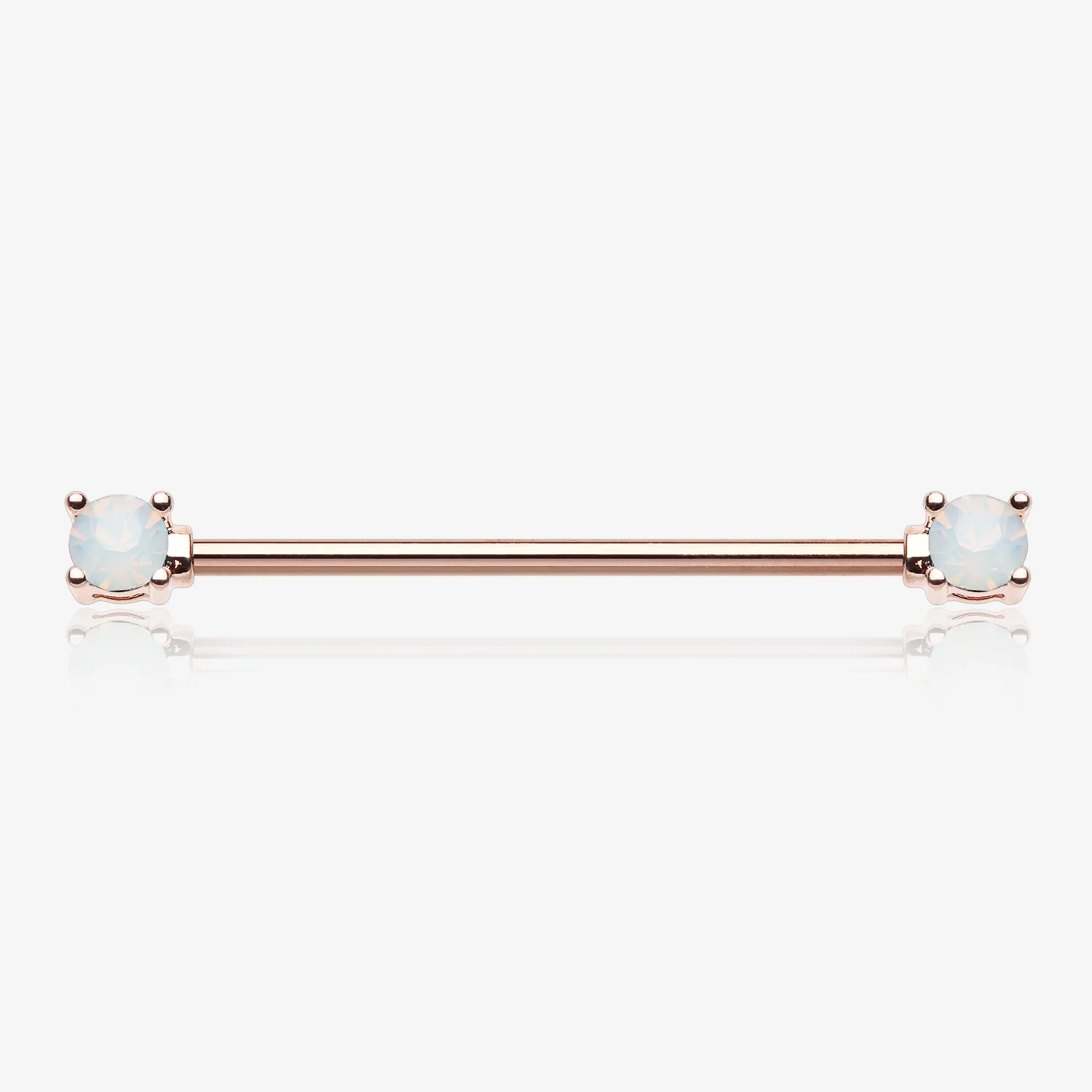 Rose Gold Opalite Gem Prong Industrial Barbell