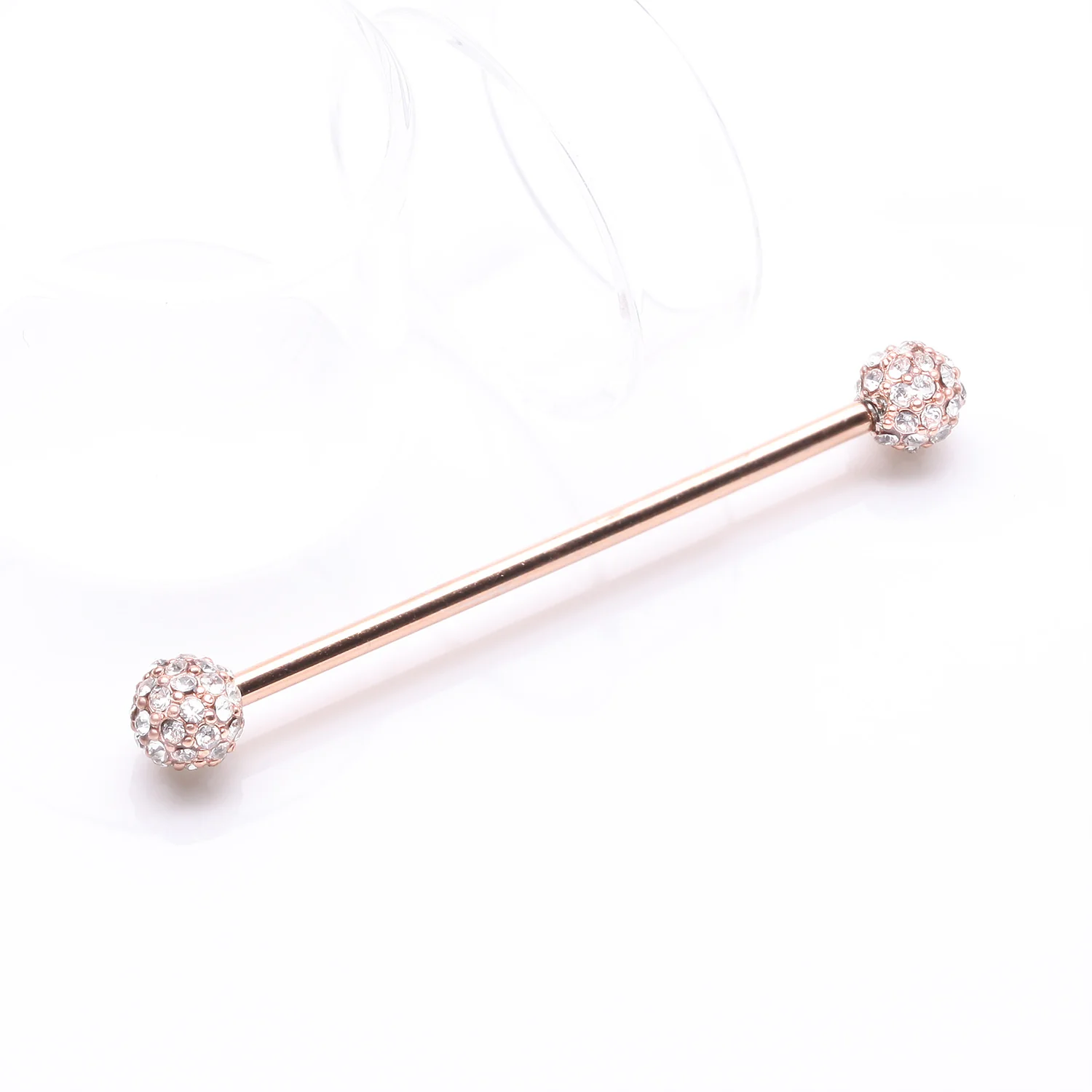 Rose Gold Pave Sparkle Full Dome Industrial Barbell - Image 2