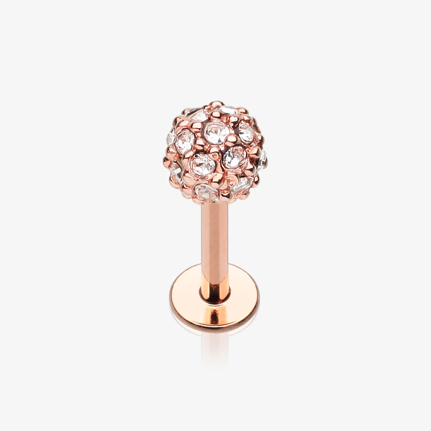 Rose Gold Pave Sparkle Full Dome Top Steel Labret