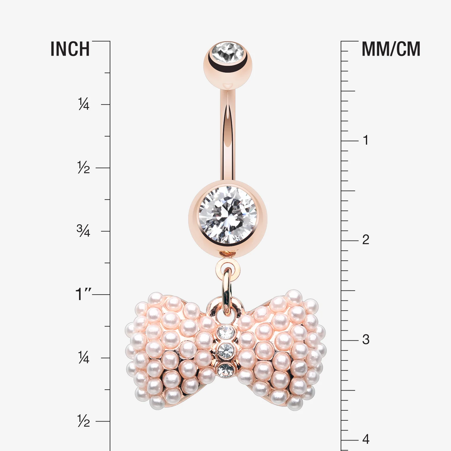 Rose Gold Pearlescent Bow-Tie Sparkle Belly Button Ring - Image 2