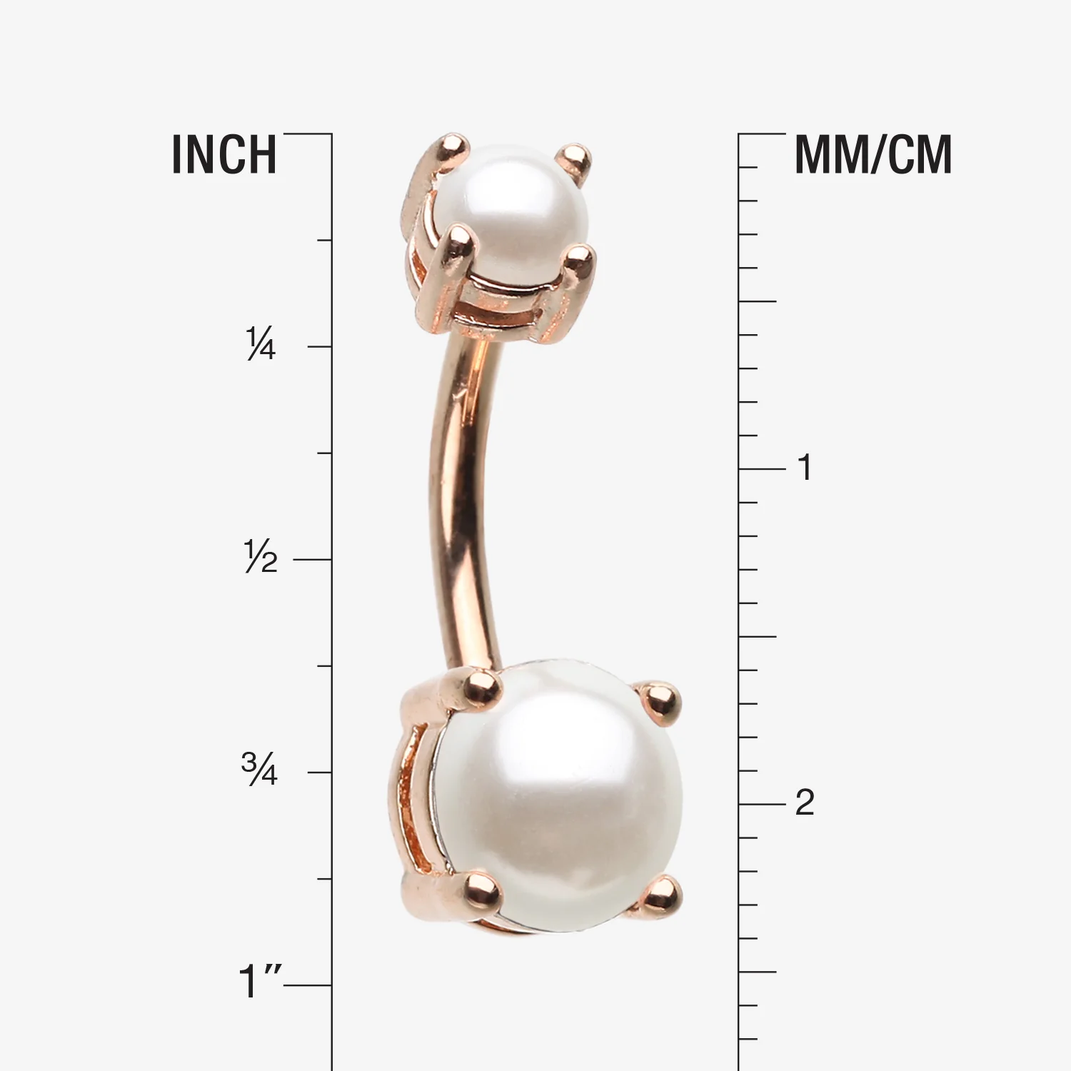 Rose Gold Pearlescent Shine Prong Set Belly Button Ring - Image 2