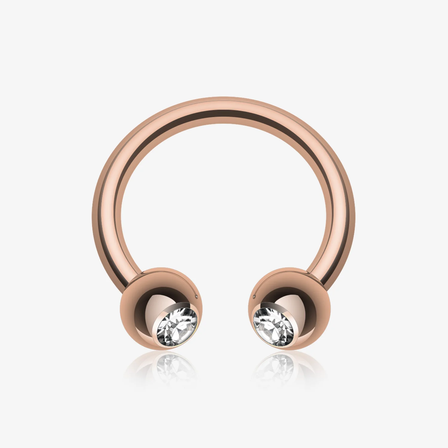 Rose Gold Plated Gem Ball Horseshoe Circular Barbell