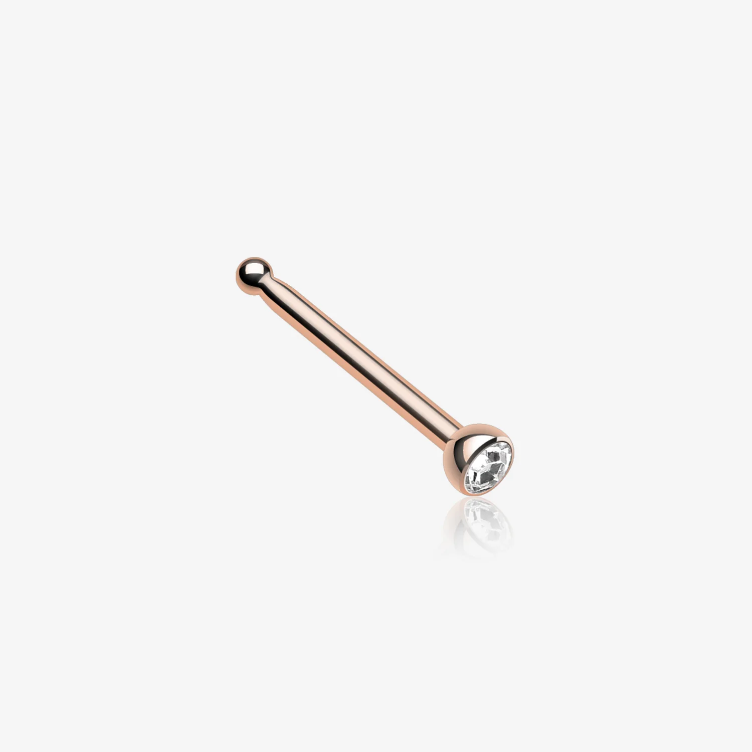 Rose Gold Press Fit Gem Top Steel Nose Stud Ring