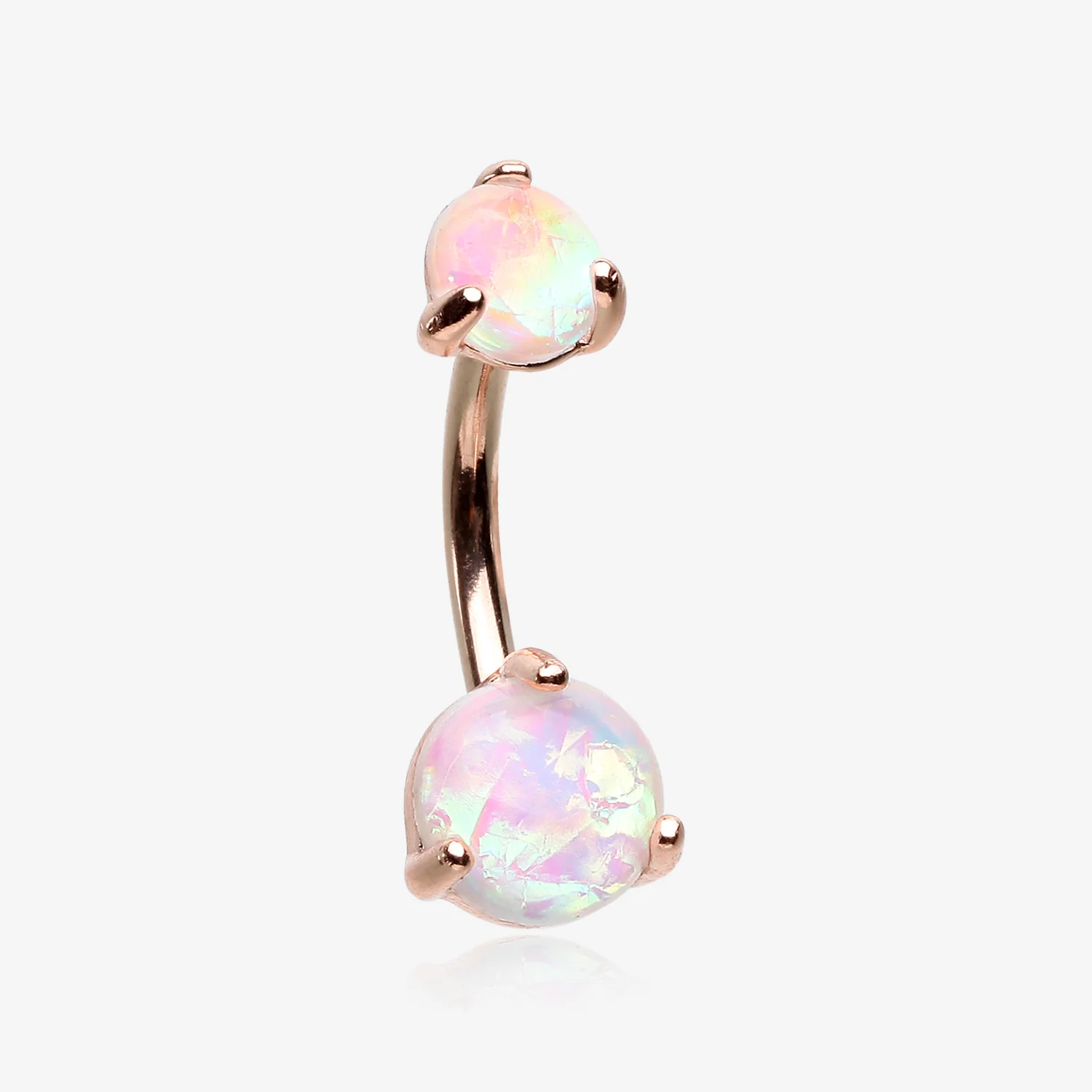 Rose Gold Prong Set Iridescent Unicorn Revo Belly Button Ring