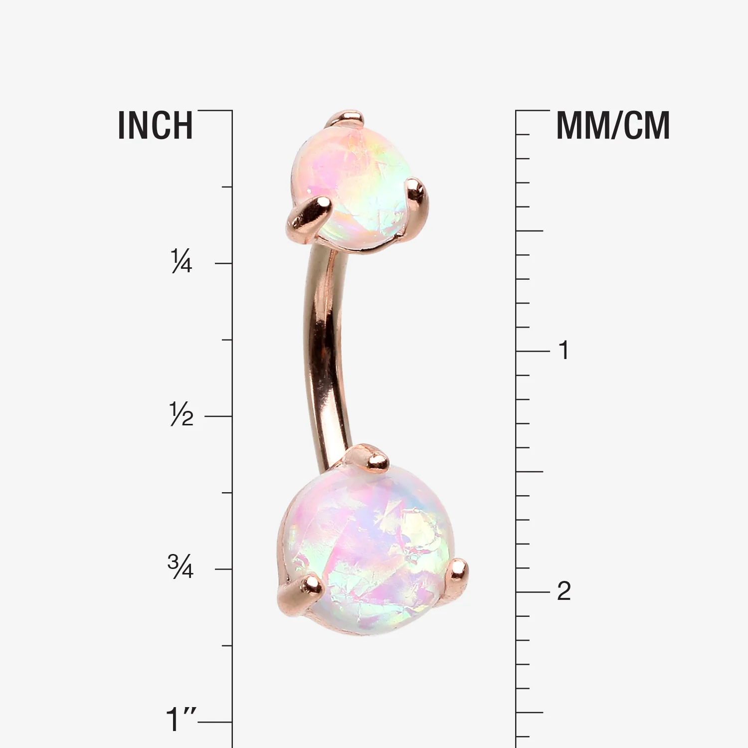 Rose Gold Prong Set Iridescent Unicorn Revo Belly Button Ring - Image 2