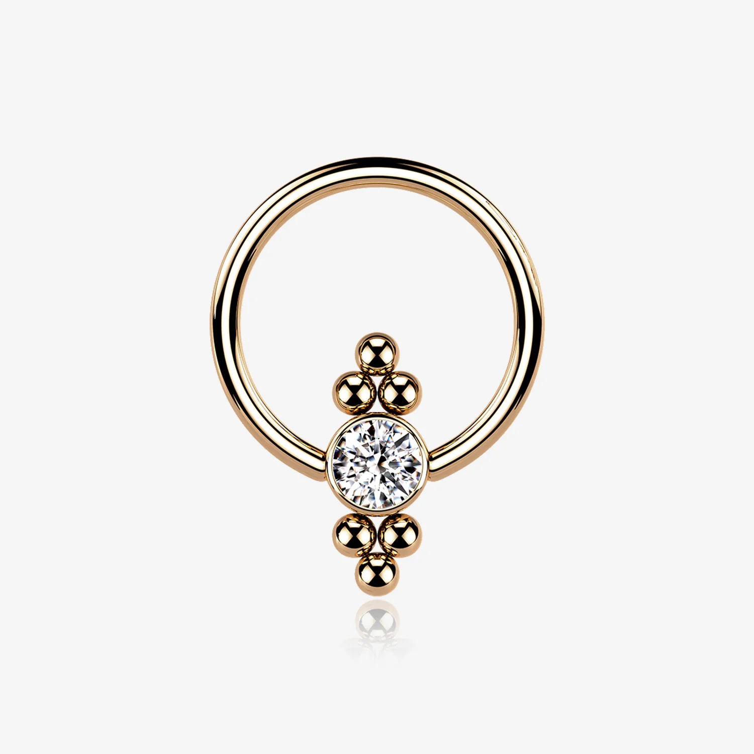 Rose Gold Royal Bali Essence Beaded Steel Captive Bead Ring