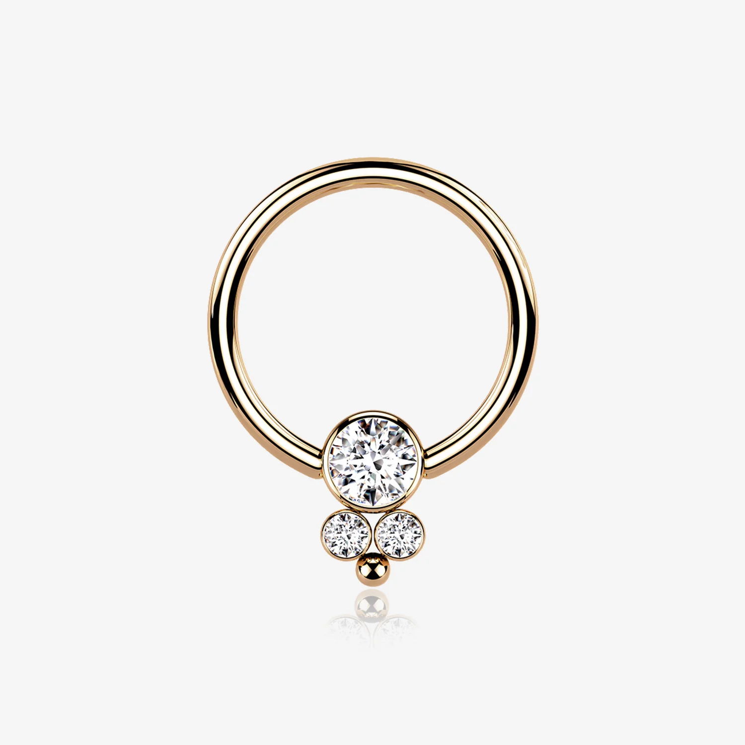 Rose Gold Royal Bali Sparkle Beaded Steel Captive Bead Ring
