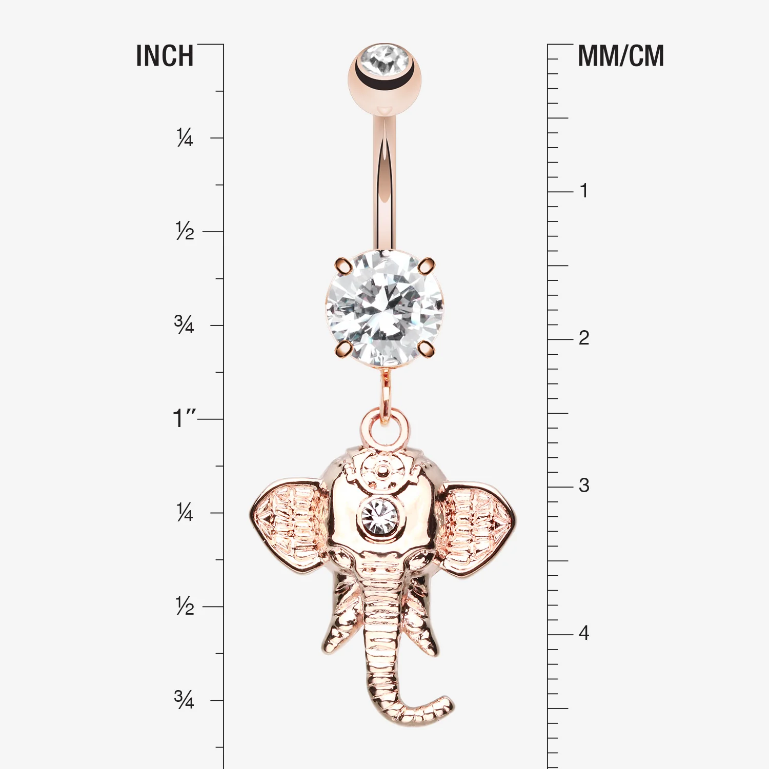 Rose Gold Shri Ganesha Elephant Belly Button Ring - Image 2
