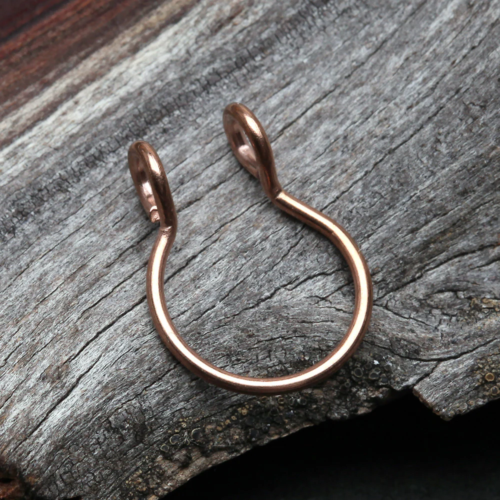 Rose Gold Simple Loop Steel Non-Piercing Fake Septum Ring - Image 3
