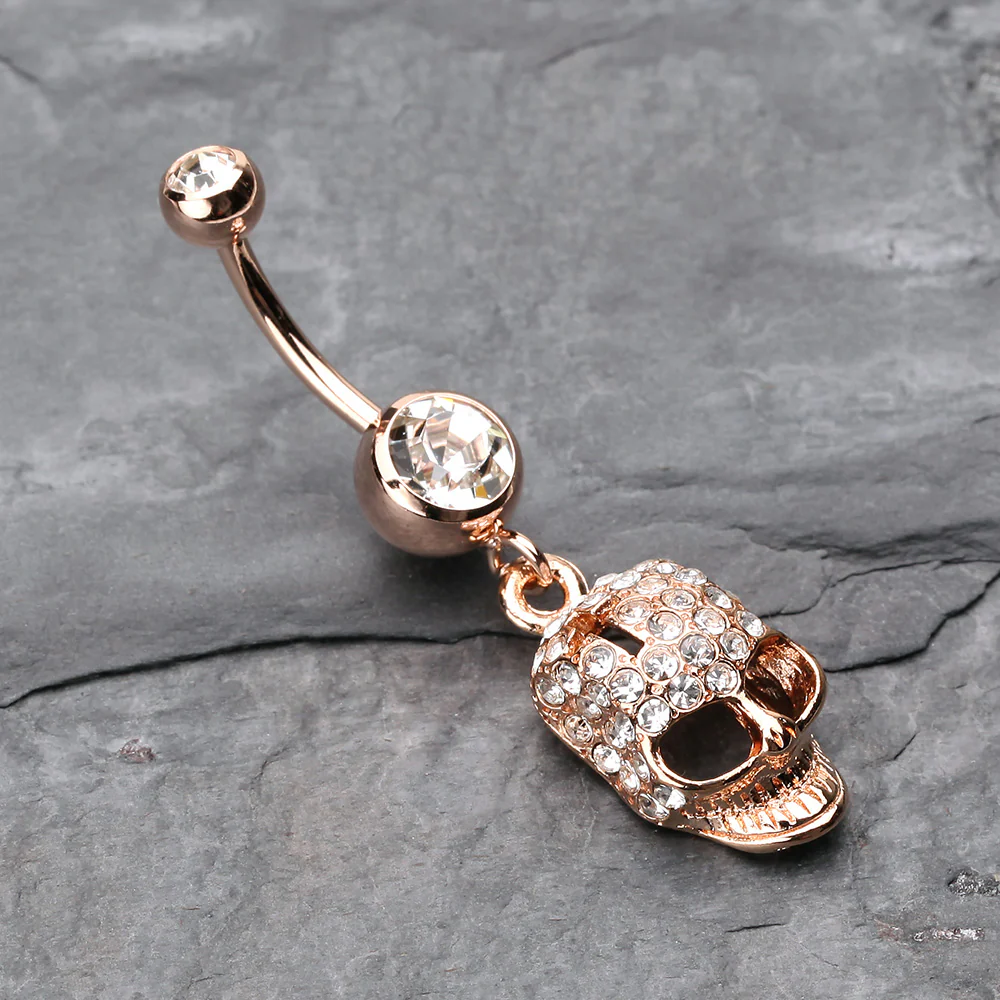 Rose Gold Skull Fury Belly Button Ring - Image 3