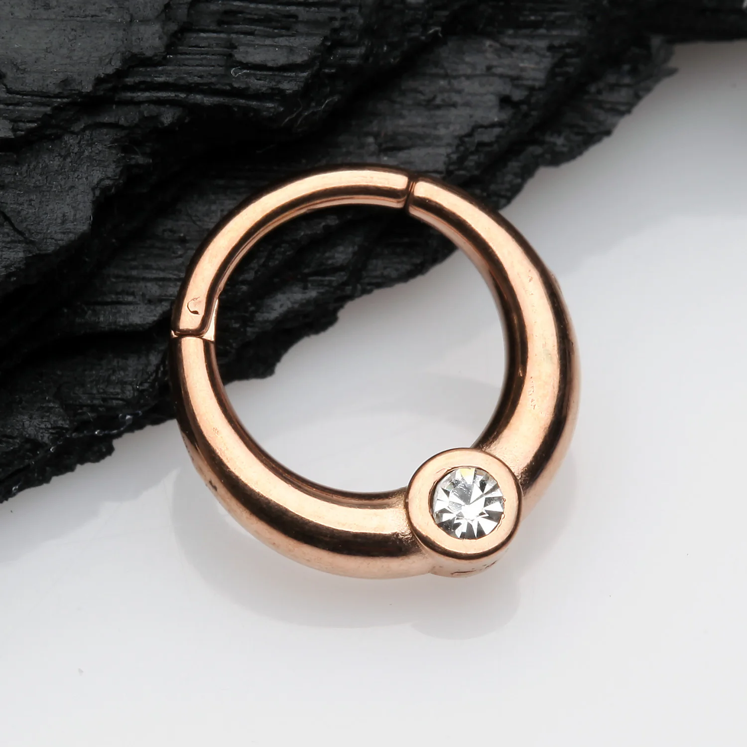 Rose Gold Sparkle Eclipse Seamless Clicker Hoop Ring - Image 2
