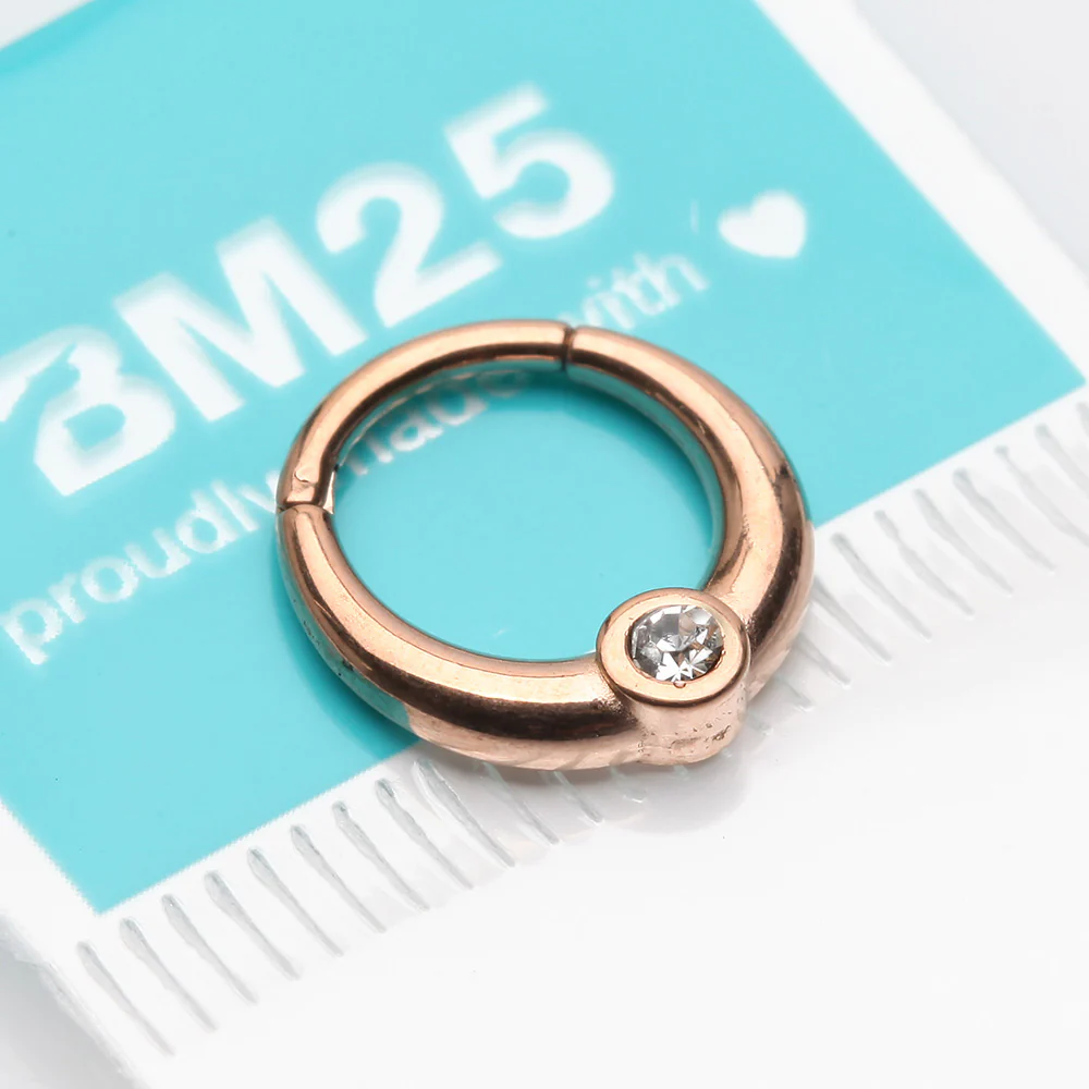 Rose Gold Sparkle Eclipse Seamless Clicker Hoop Ring - Image 3