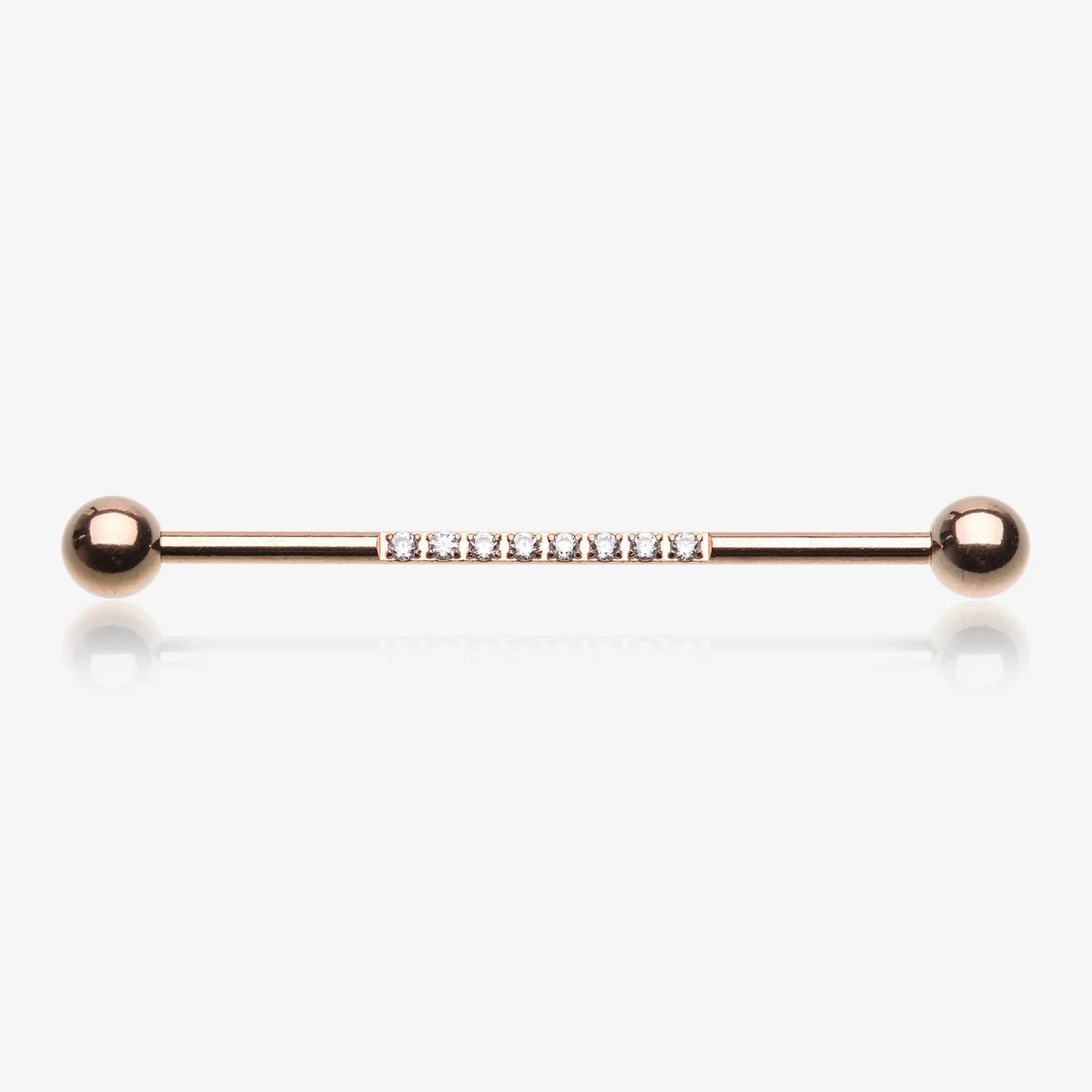 Rose Gold Sparkle Lined Gems Industrial Barbell