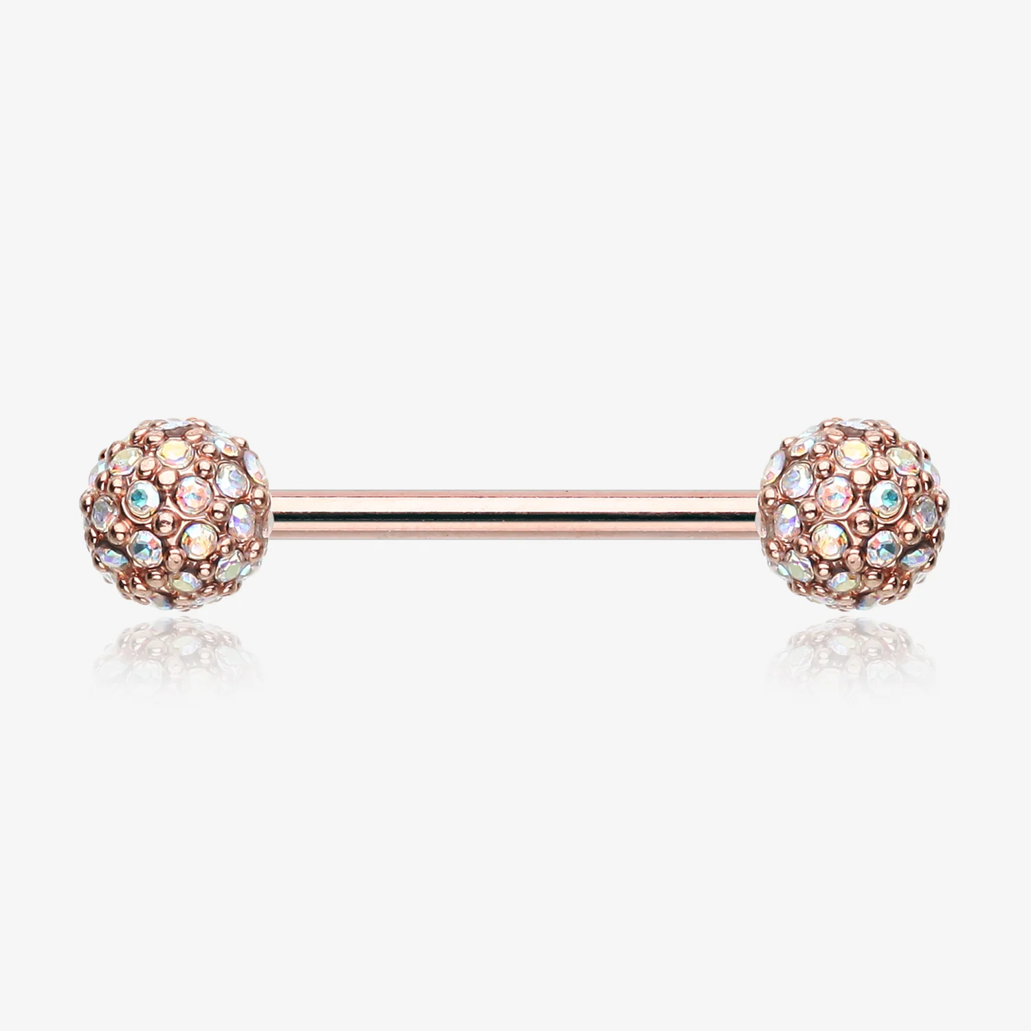 A Pair of Rose Gold Sparkle Multi-Gem Paved Nipple Barbell Ring