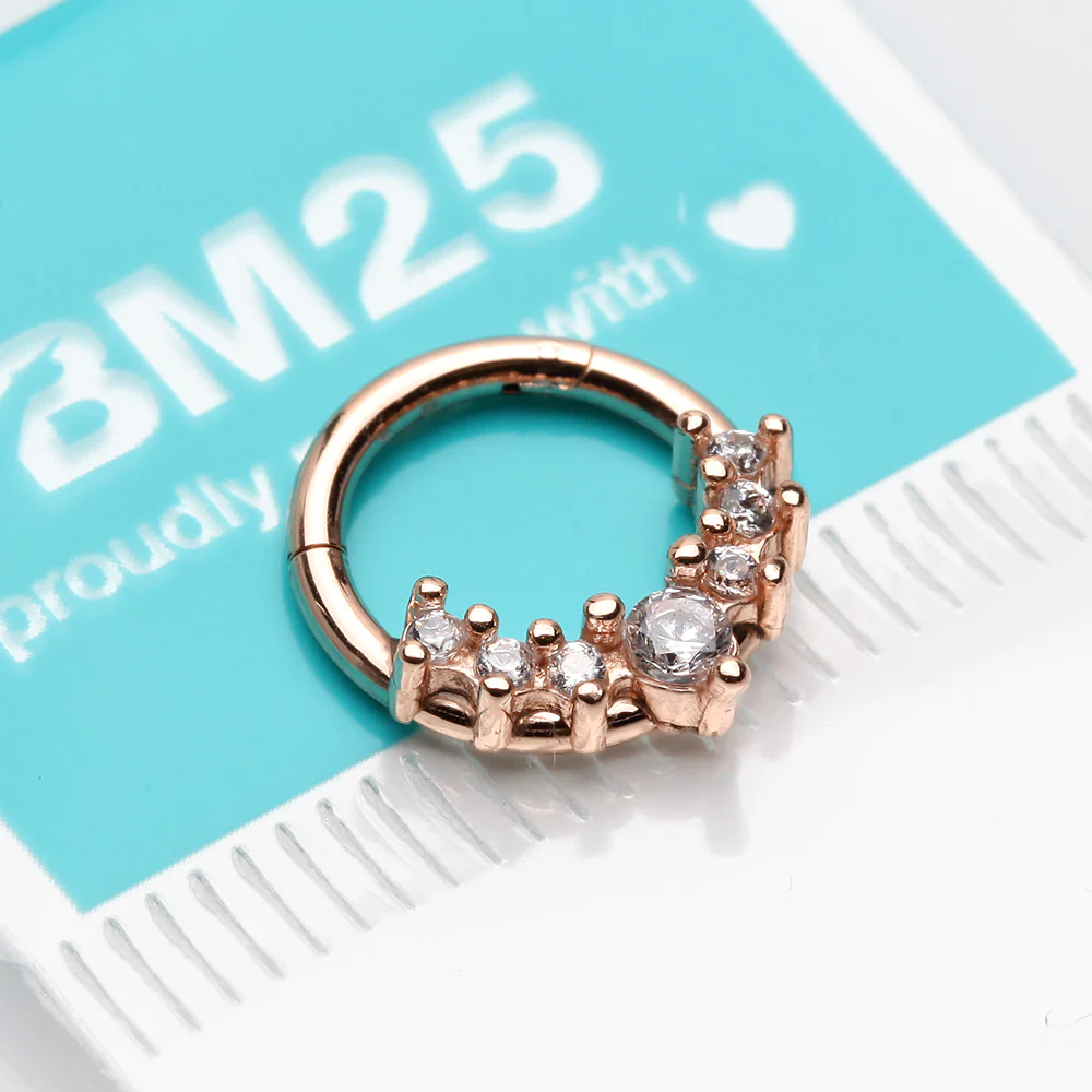 Rose Gold Sparkle Princess Journey Seamless Clicker Hoop Ring - Image 3