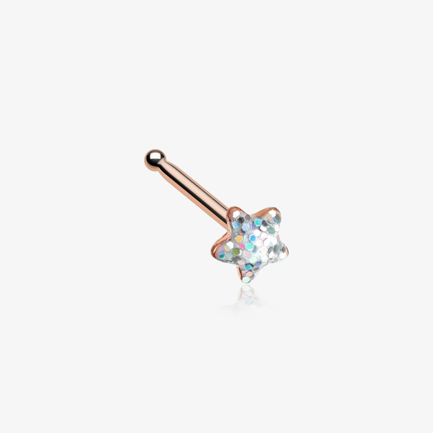 Rose Gold Star Glitter Sparkle Nose Stud Ring