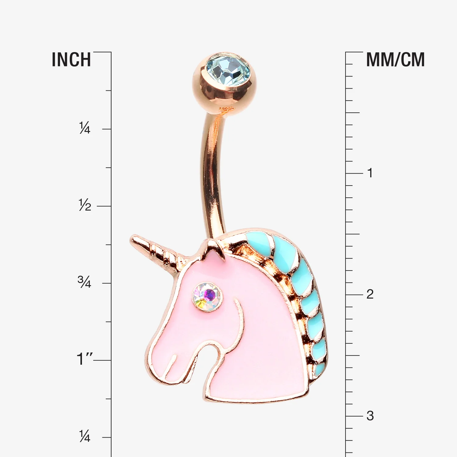 Rose Gold Stay Magical Unicorn Sparkle Belly Button Ring - Image 2