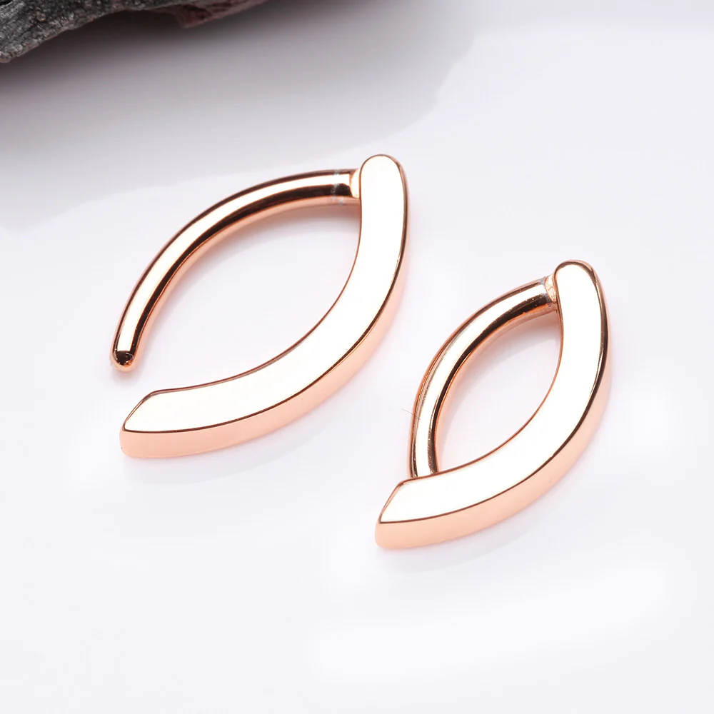 Rose Gold Sterling Silver Minimalist Curved Bar Belly Clicker - Image 3