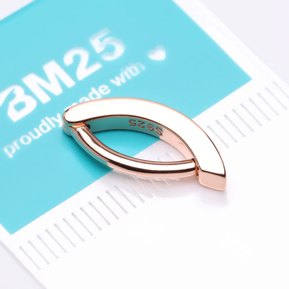 Rose Gold Sterling Silver Minimalist Curved Bar Belly Clicker - Image 5