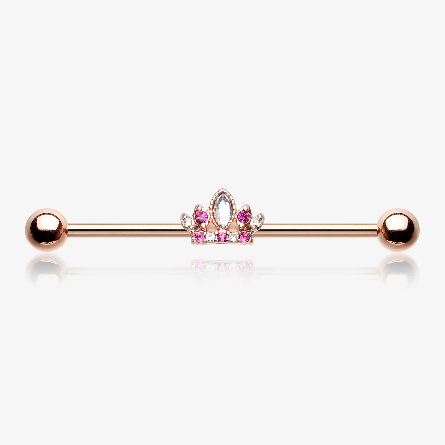 Rose Gold Tiara Crown Sparkle Industrial Barbell