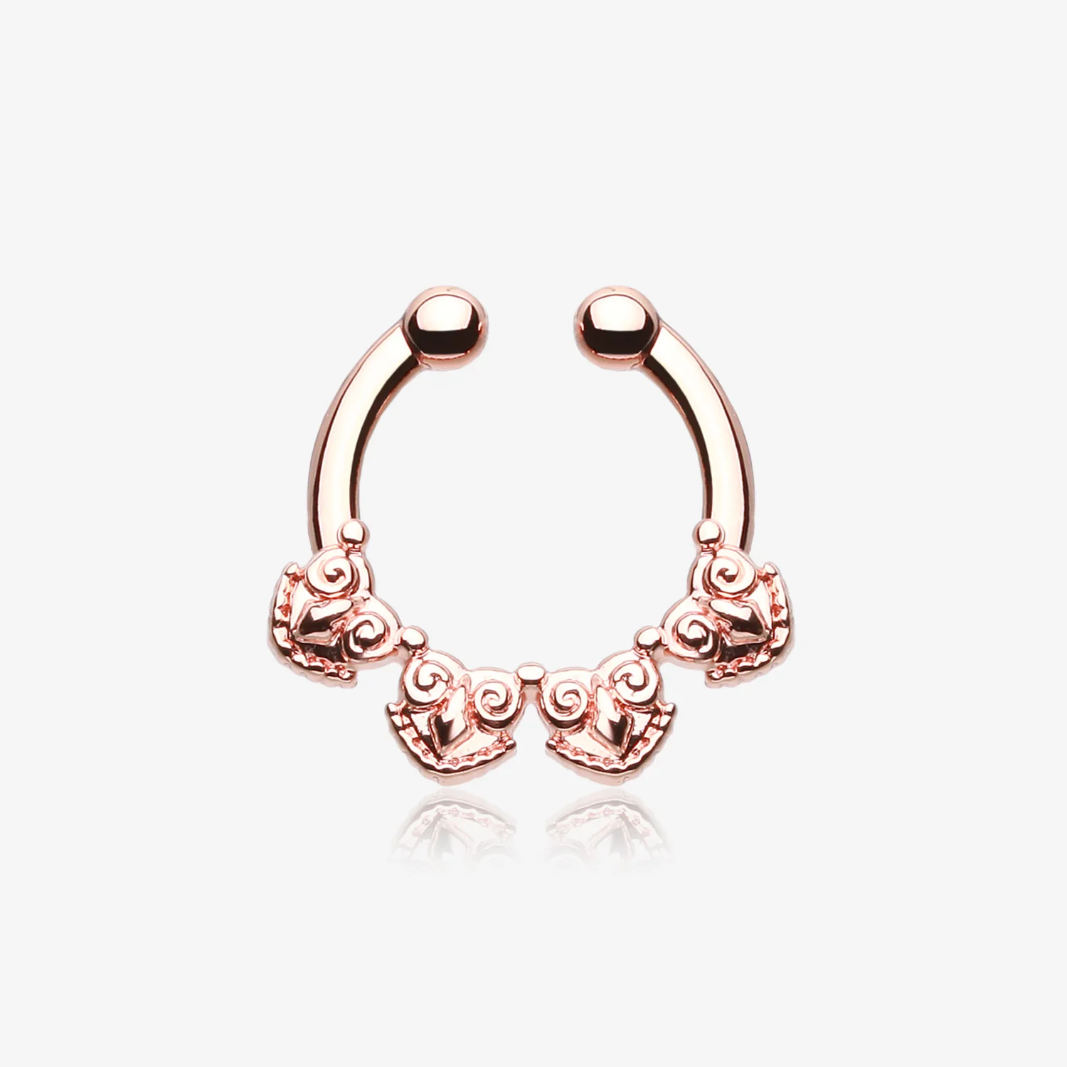 Rose Gold Tribal Tetra Fake Septum Clip-On Ring
