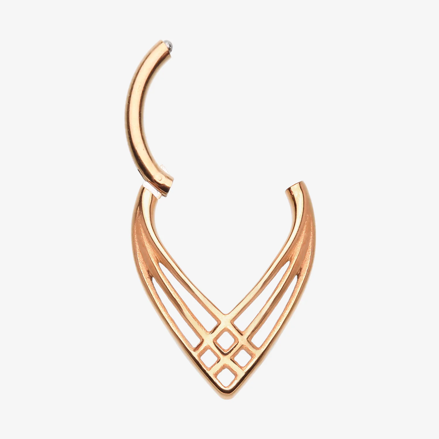 Rose Gold Triple Cross Weave Clicker Hoop Ring - Image 2