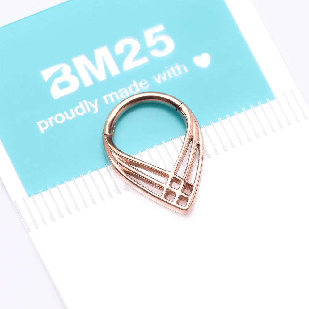 Rose Gold Triple Cross Weave Clicker Hoop Ring - Image 5