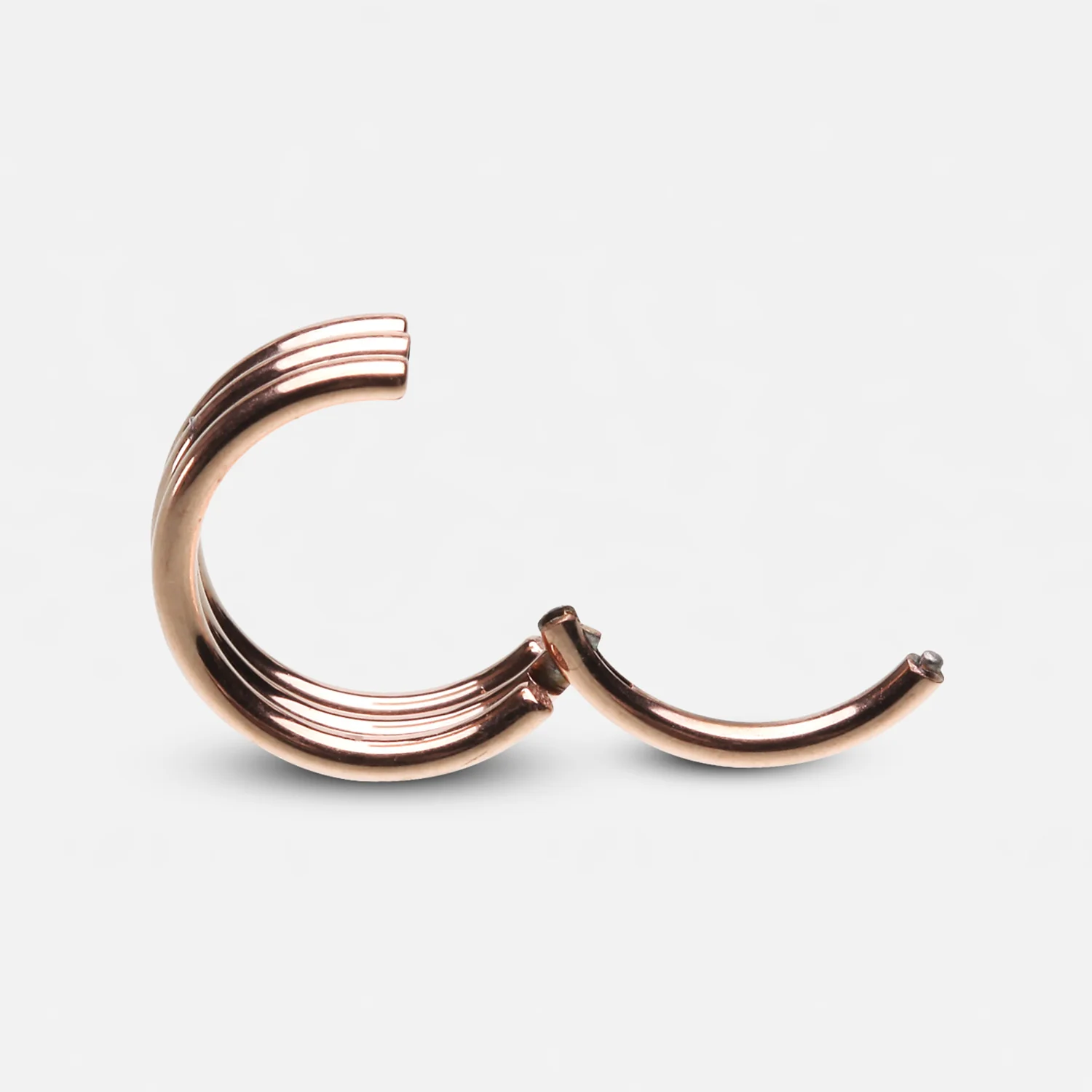 Rose Gold Triple Stack Hinged Steel Segment Clicker Ring - Image 2