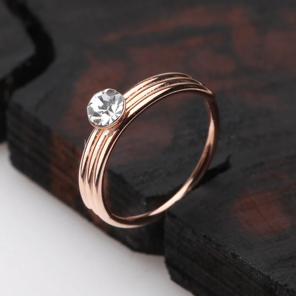 Rose Gold Triple Stacked Design Sparkle Bendable Hoop Ring - Image 3
