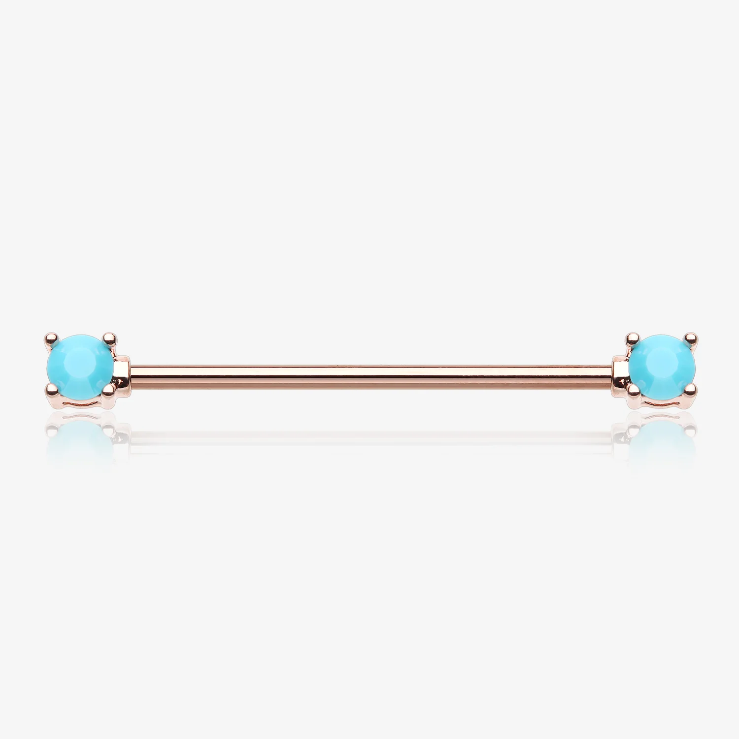Rose Gold Turquoise Bead Prong Industrial Barbell