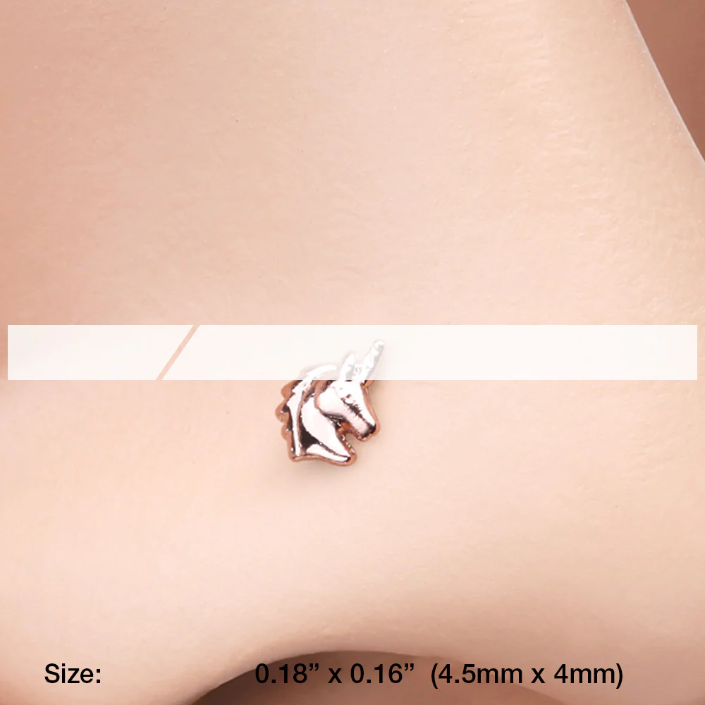 Rose Gold Unicorn Stay Magical Nose Stud Ring - Image 3