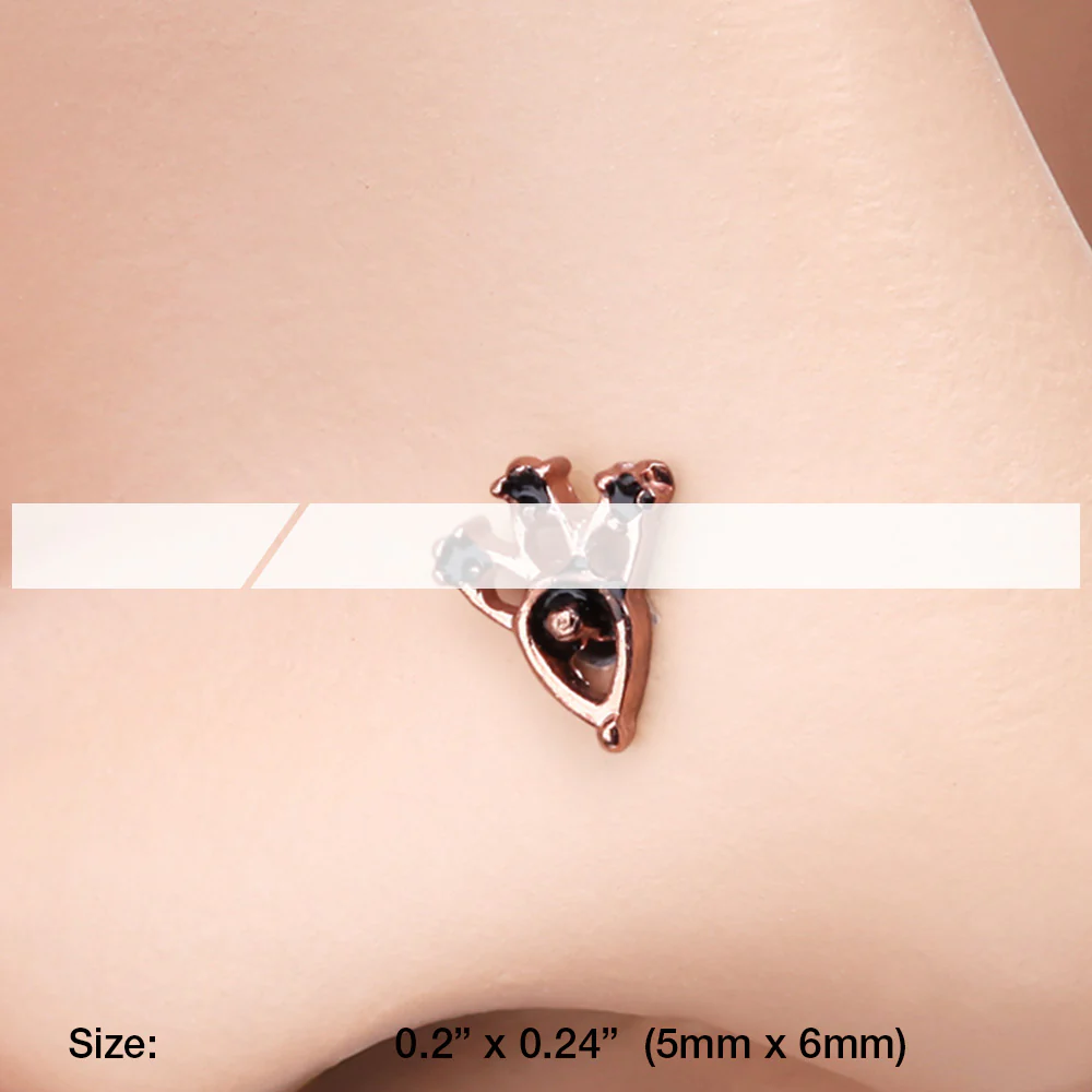 Rose Gold Victoria Trident Icon Nose Stud Ring - Image 3