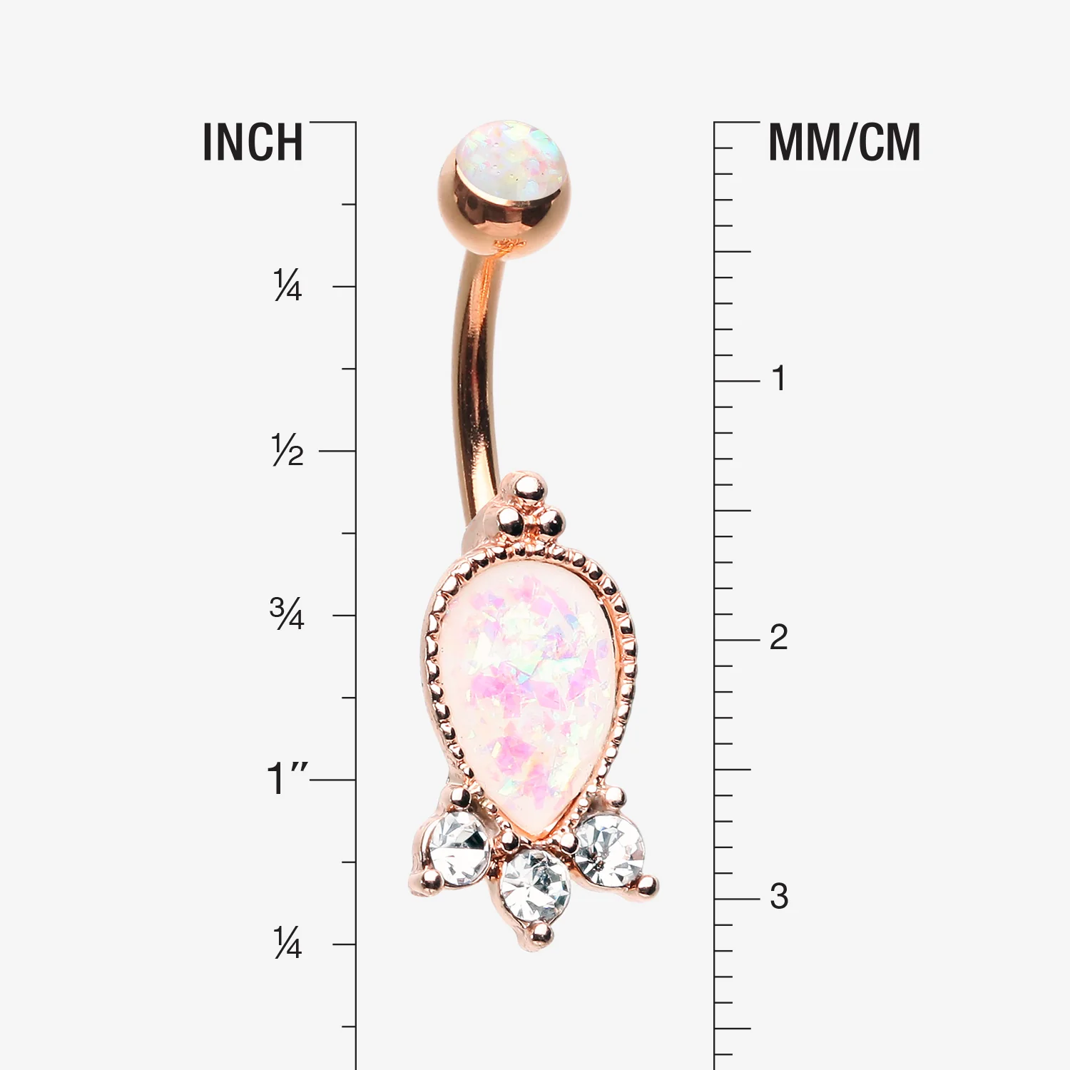 Rose Gold Victorian Adorn Opalescent Sparkle Belly Button Ring - Image 2