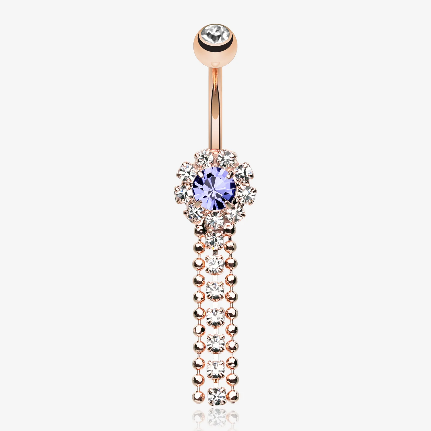 Rose Gold Wonder Sparkle Falls Chandelier Belly Button Ring