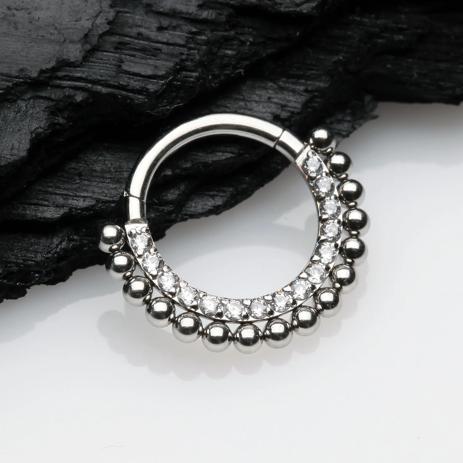 Royal Bali Beads Arc Sparkle Seamless Clicker Hoop Ring - Image 2
