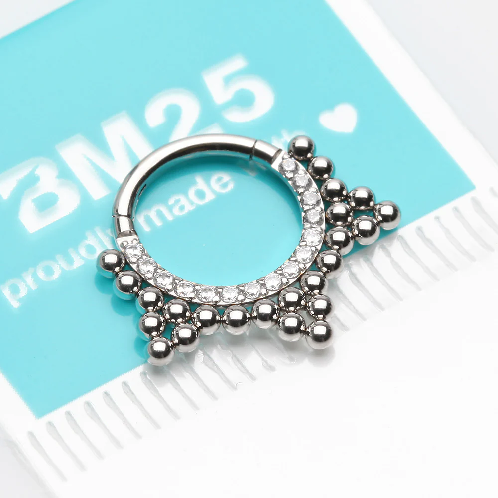 Royal Bali Beads Trine Sparkle Seamless Clicker Hoop Ring - Image 3