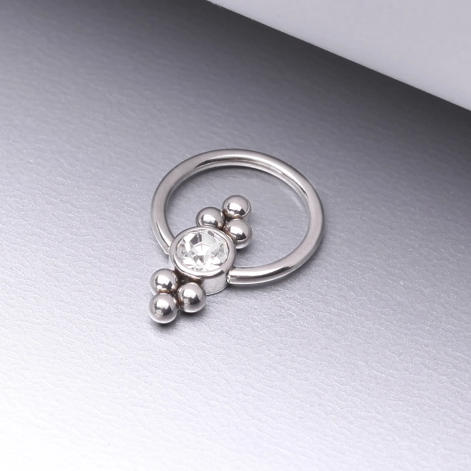 Royal Bali Essence Beaded Steel Captive Bead Ring - Image 2