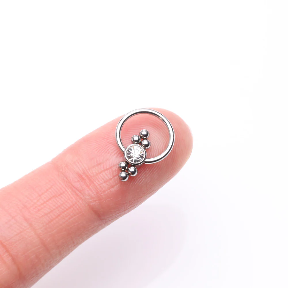 Royal Bali Essence Beaded Steel Captive Bead Ring - Image 3