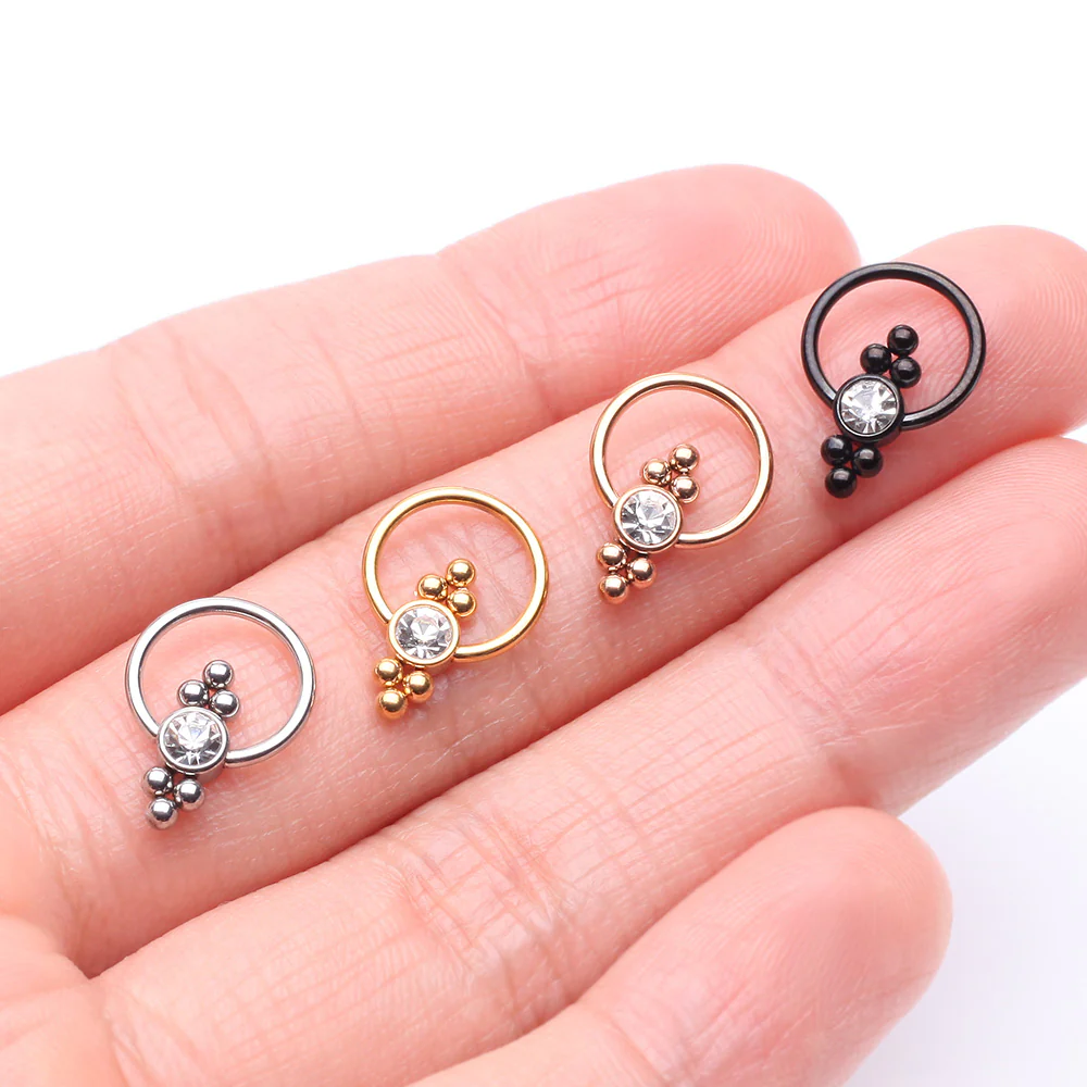 Royal Bali Essence Beaded Steel Captive Bead Ring - Image 4