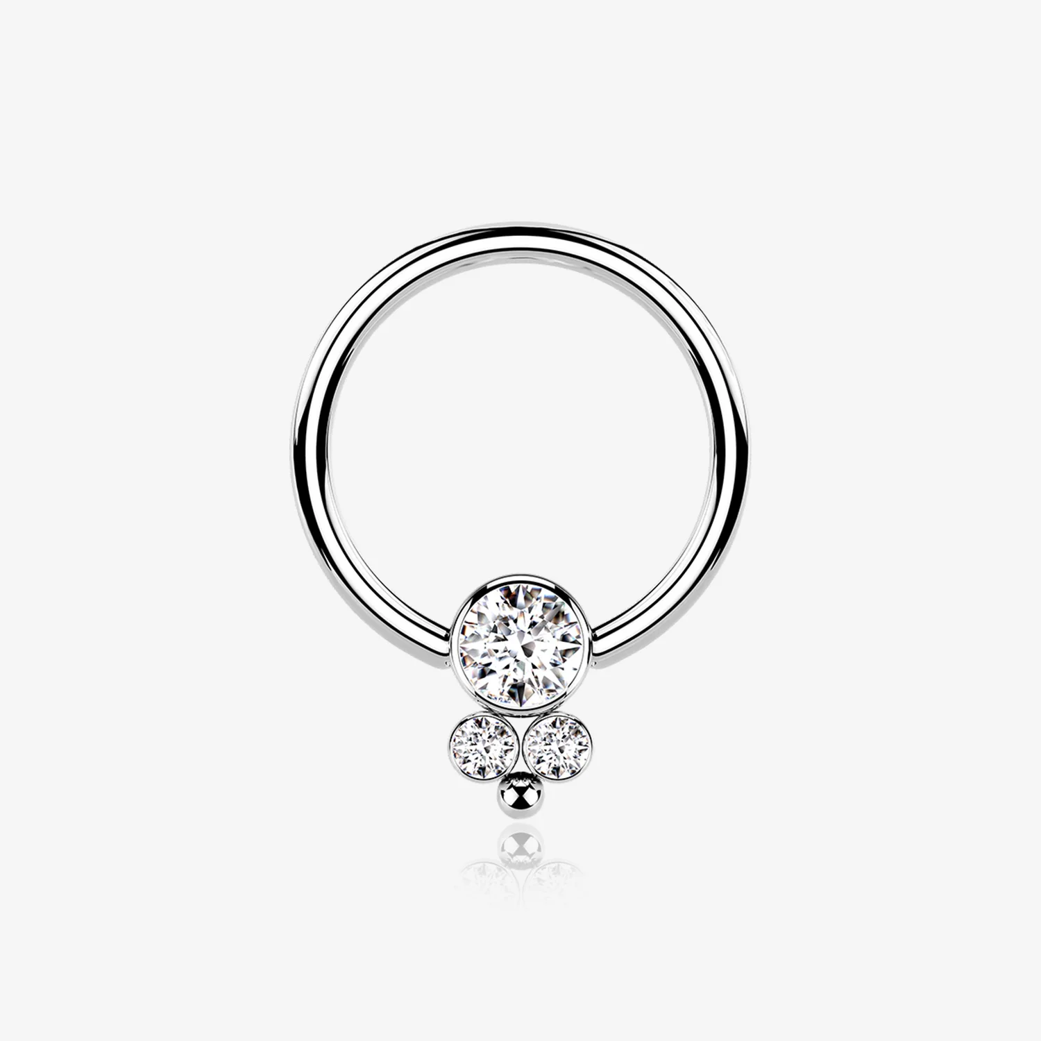 Royal Bali Sparkle Beaded Steel Captive Bead Ring
