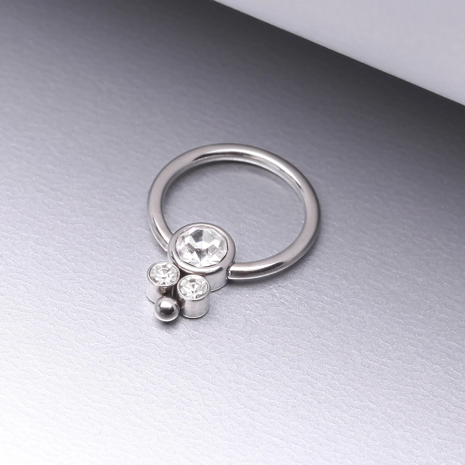 Royal Bali Sparkle Beaded Steel Captive Bead Ring - Image 2