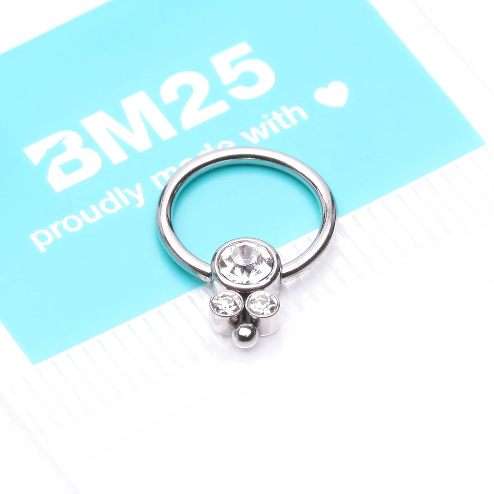 Royal Bali Sparkle Beaded Steel Captive Bead Ring - Image 5