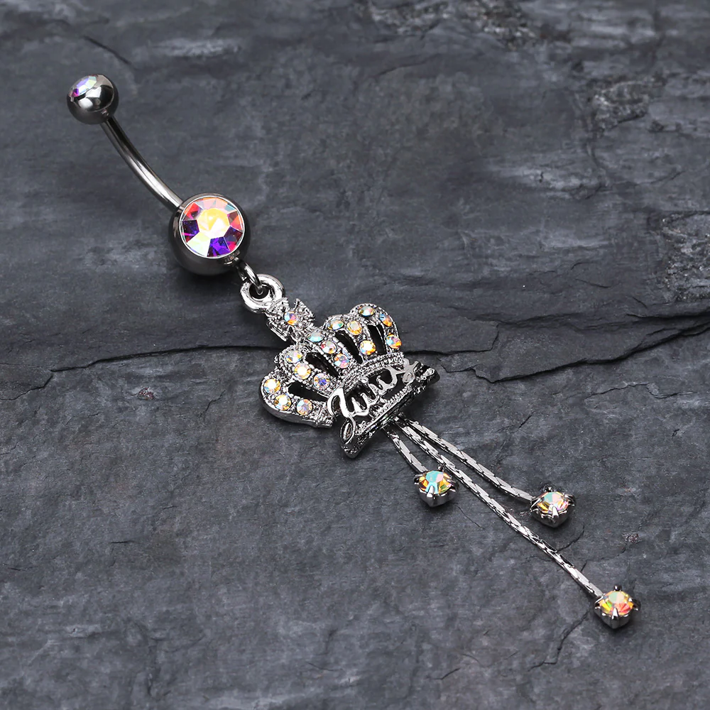 Royal Crown Sparkle Belly Ring - Image 3