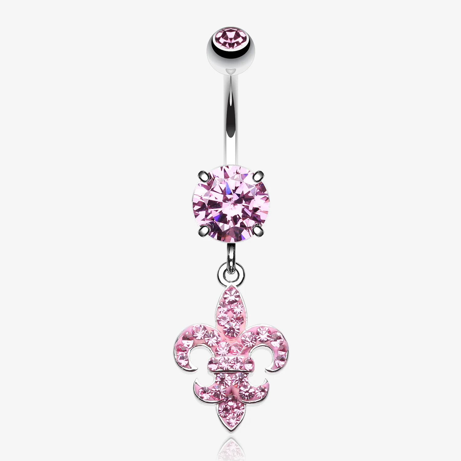 Royal Fleur De Lis Multi-Gem Sparkle Dangle Belly Button Ring