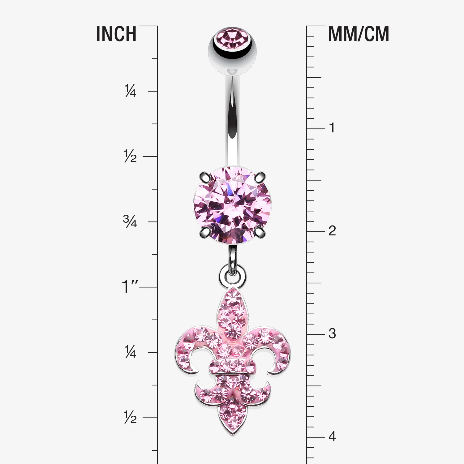 Royal Fleur De Lis Multi-Gem Sparkle Dangle Belly Button Ring - Image 2