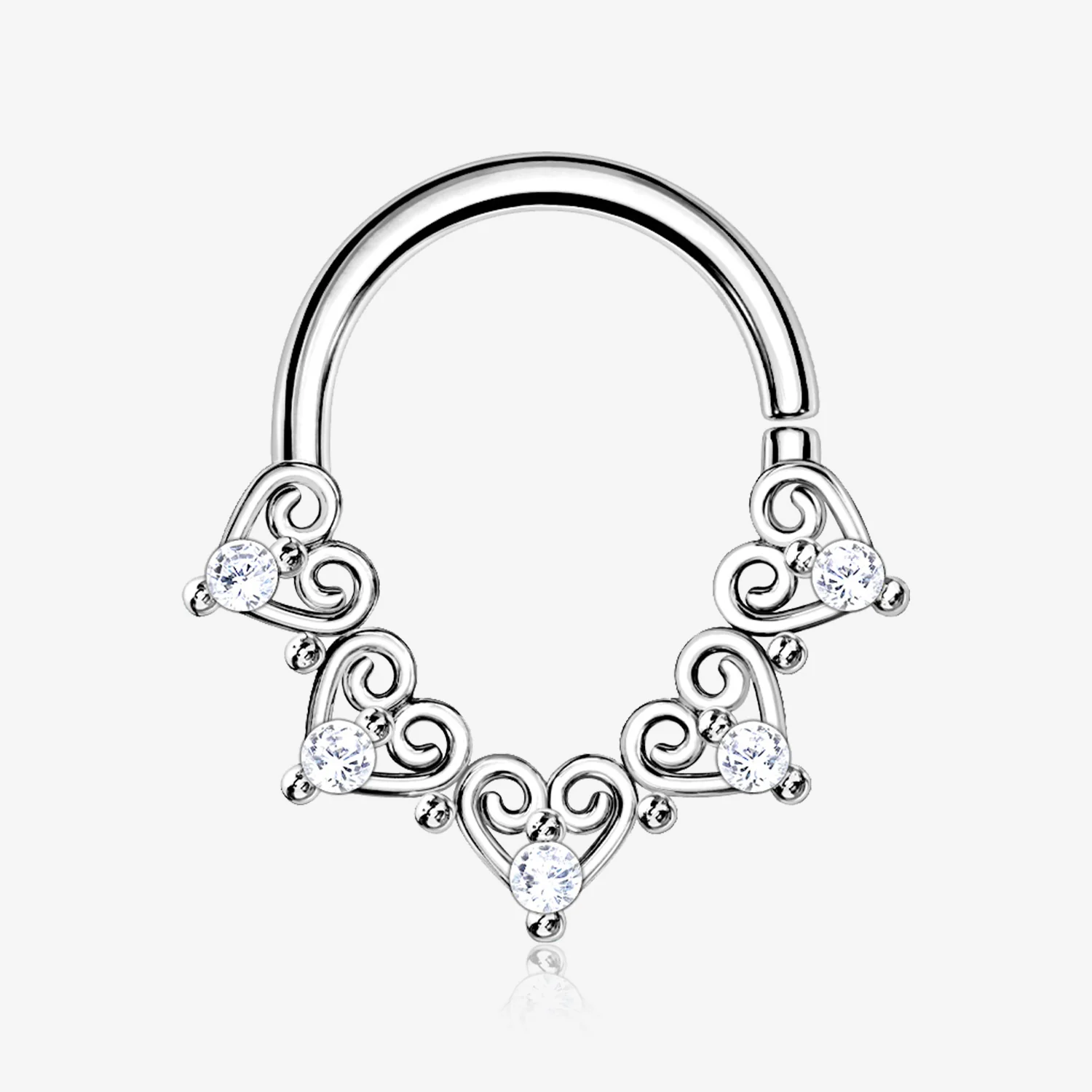 Royal Heart Filigree Sparkle Bendable Hoop Ring
