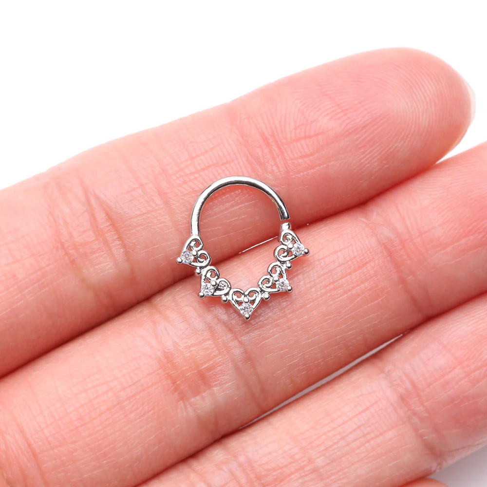 Royal Heart Filigree Sparkle Bendable Hoop Ring - Image 3