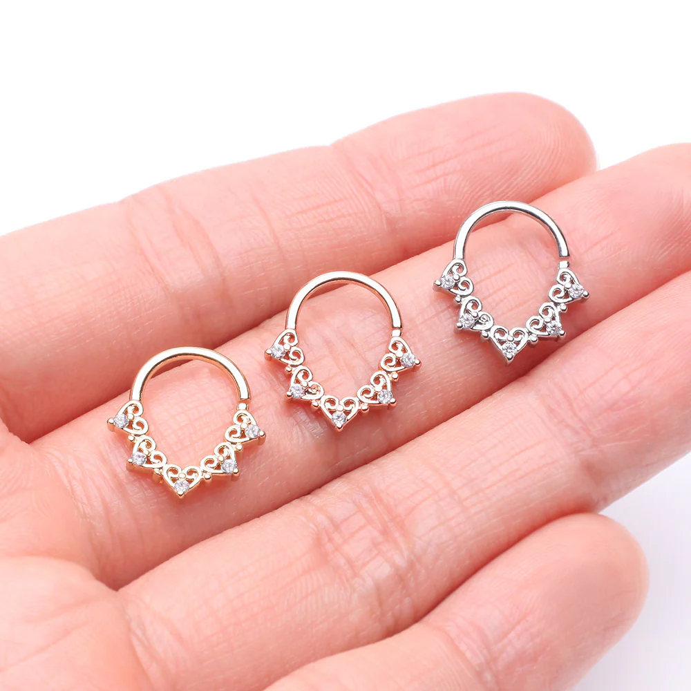 Royal Heart Filigree Sparkle Bendable Hoop Ring - Image 4